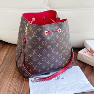 LOUIS VUITTON Monogram NeoNoe Bucket Bag in Red